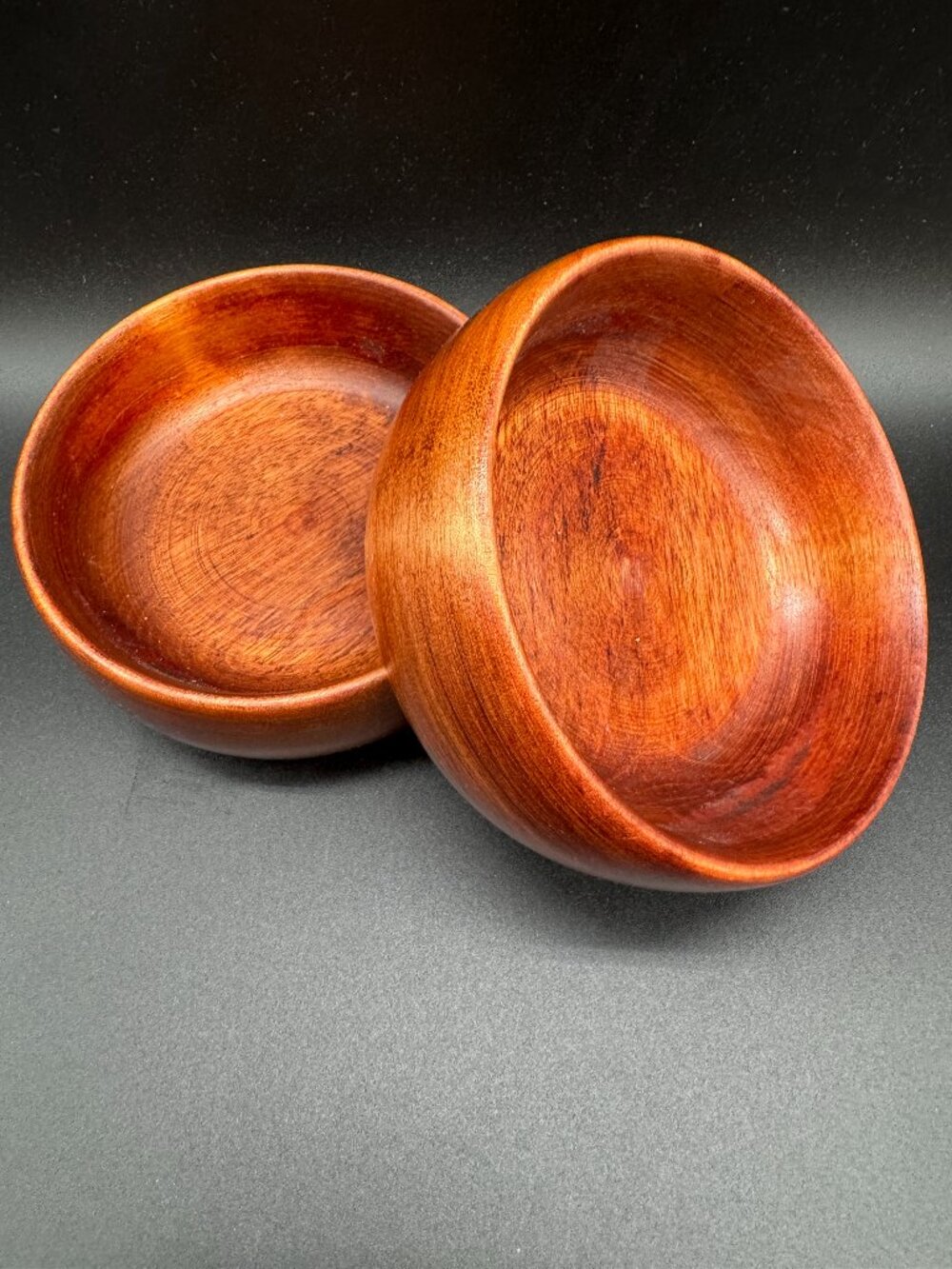 2 Wooden Salad Bowl Brown with Red undertone by Baribocraft Canada
